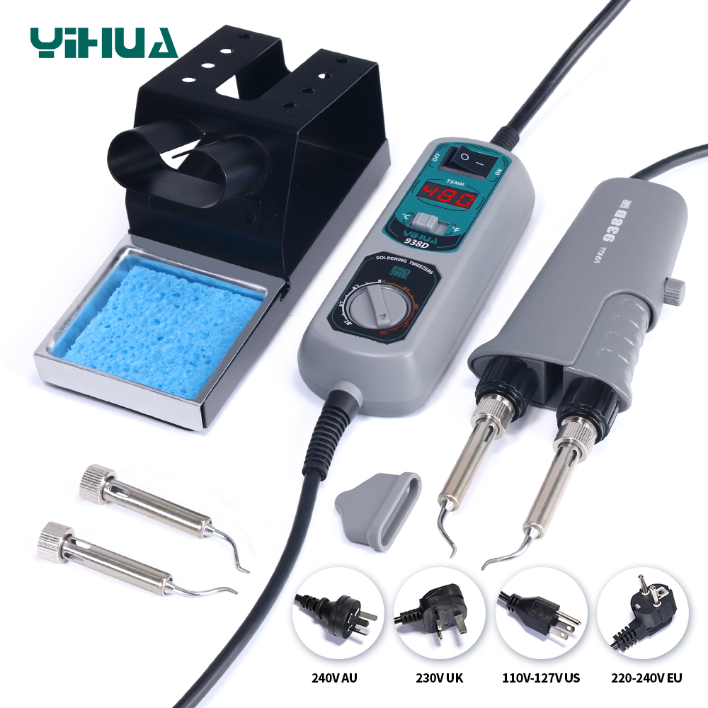 Smd Tweezer Set - YIHUA 938D ポータブルピンセットはんだステーション 110V 220V はんだごてステーションチップはんだ除去キットセット