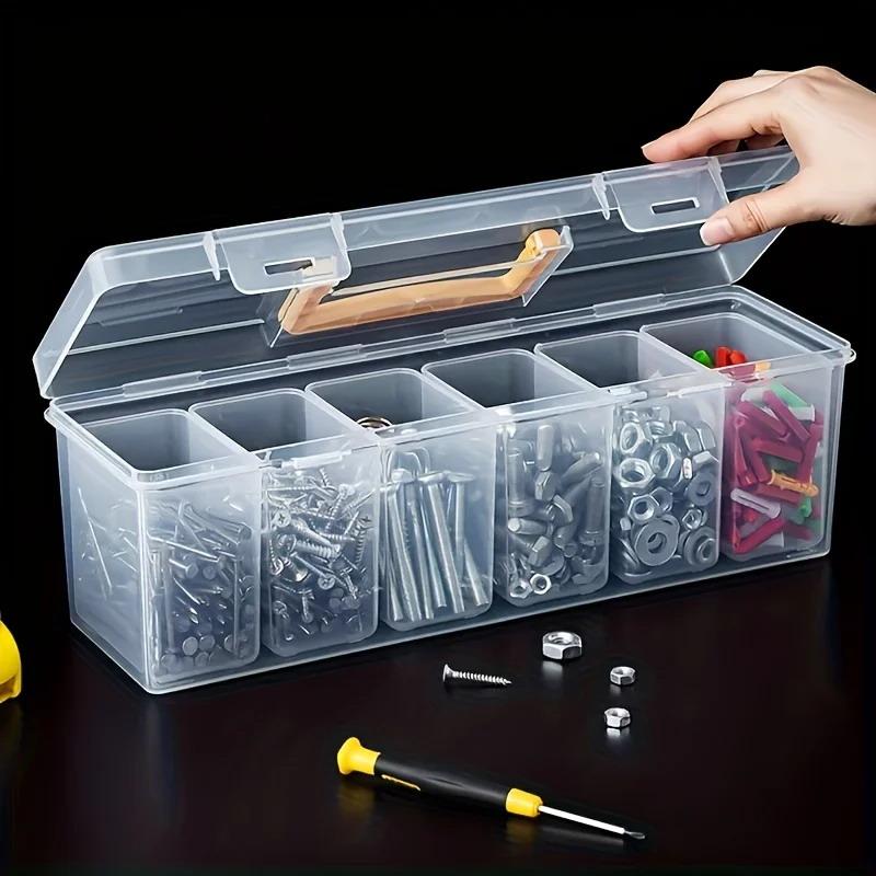 Electronics Repair Garage - 7ピース透明パーツ収納ボックスオーガナイザー調整可能な仕切りセット、電子機器修理、家庭、オフィス、ガレージツール用